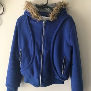 Deep blue winter coat for women